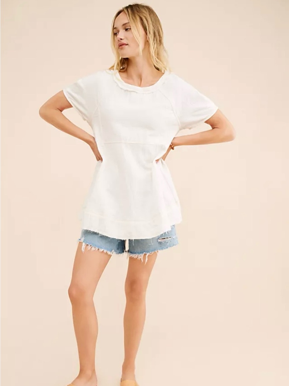 We The Free Sunset City Ecru Short-Sleeve Tunic Top - Picture 4 of 6